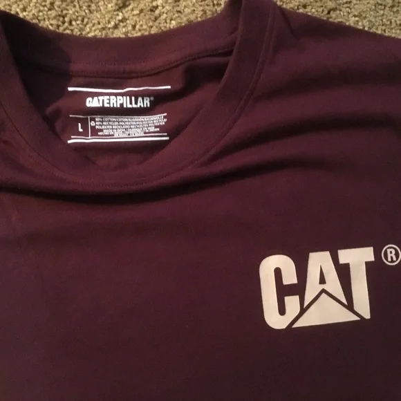 NEW! Caterpillar Long Sleeve T -Shirt Burgundy (Large) - Picture 4 of 4